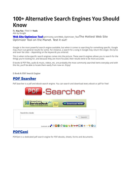 100+ Alternative Search Engines You Should Know by Kay Tan
