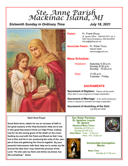 Download the Current Parish Bulletin