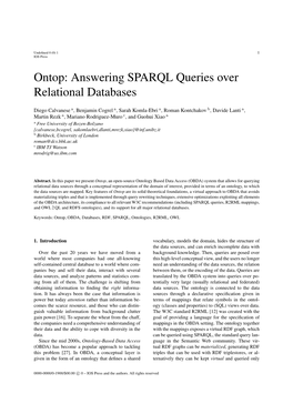 Ontop: Answering SPARQL Queries Over Relational Databases