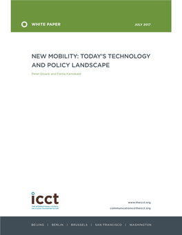 New Mobility: Today's Technology and Policy Landscape