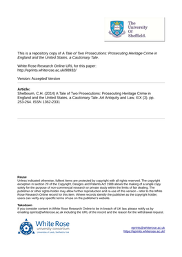 A Tale of Two Prosecutions: Prosecuting Heritage Crime in England and the United States, a Cautionary Tale