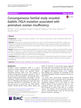 Consanguineous Familial Study Revealed Biallelic FIGLA Mutation