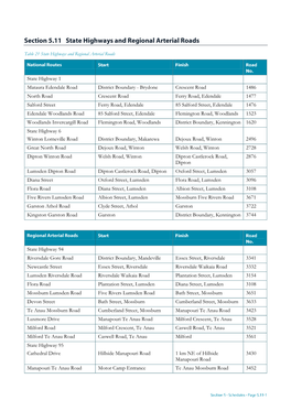 5.11 State Highway and Regional Arterial Roads