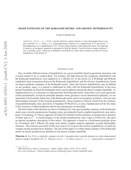 Sharp Estimates of the Kobayashi Metric and Gromov Hyperbolicity 3