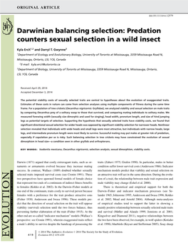 Predation Counters Sexual Selection in a Wild Insect
