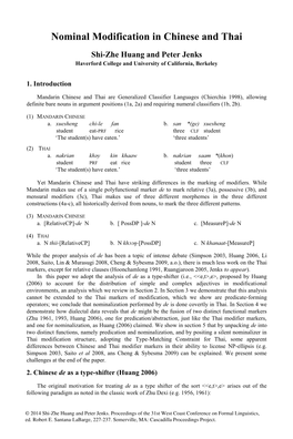 Nominal Modification in Chinese and Thai