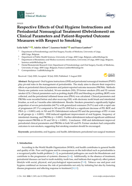 Respective Effects of Oral Hygiene Instructions and Periodontal