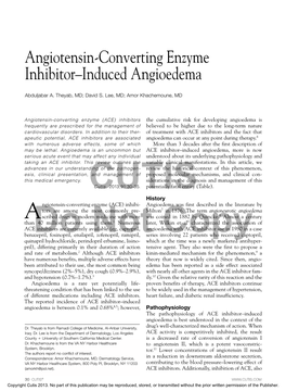 Angiotensin-Converting Enzyme Inhibitor–Induced Angioedema