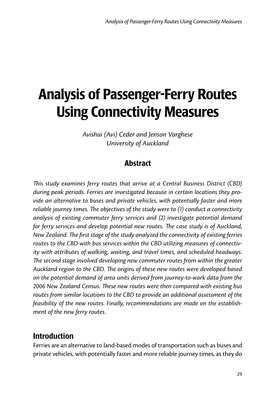 Analysis of Passenger-Ferry Routes Using Connectivity Measures