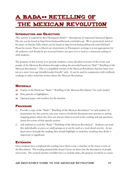 A Bada** Retelling of the Mexican Revolution