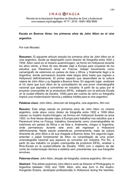 Escala En Buenos Aires: Los Primeros Años De John Alton En El Cine Argentino