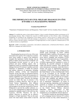 The Importance of Civil-Military Dialogue in Côte D`Ìvoire U.N. Peackeeping Mission