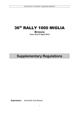 36Th RALLY 1000 MIGLIA Brescia from 19 to 21 April 2012