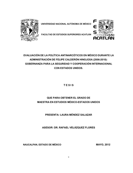 Evaluación De La Política Antinarcóticos En México