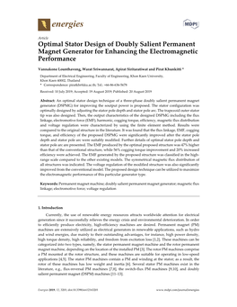 Optimal Stator Design of Doubly Salient Permanent Magnet Generator for Enhancing the Electromagnetic Performance