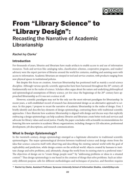 Library Design”: Recasting the Narrative of Academic Librarianship