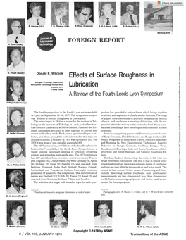 Effects of Surface Roughness in Lubrication