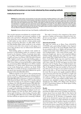 Spiders and Harvestmen on Tree Trunks Obtained by Three Sampling Methods