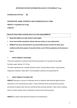 APPROVED PATIENT INFORMATION LEAFLET for NEBILET 5 Mg