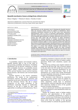 Quantile Mechanics: Issues Arising from Critical Review