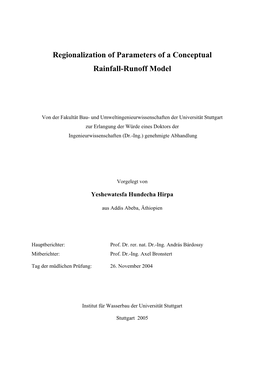 Regionalization of Parameters of a Conceptual Rainfall-Runoff Model