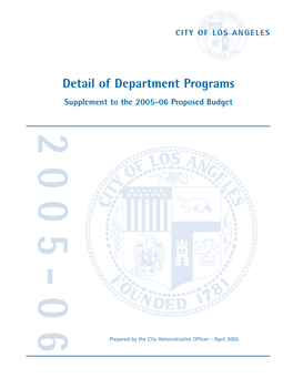 Detail of Department Programs Supplement to the 2005-06 Proposed Budget 2005-06