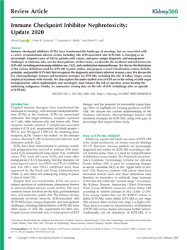 Review Article Immune Checkpoint Inhibitor Nephrotoxicity