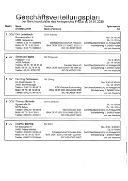 Gesch Ftsverteilunpsplan Der Gerichtsvollzieher Des Amtsgerichts Fri Ziar a 01.01.2020