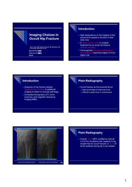 Imaging Choices in Occult Hip Fracture