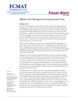 Fiscal Alert Effective Cash