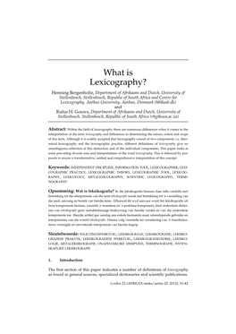 What Is Lexicography?