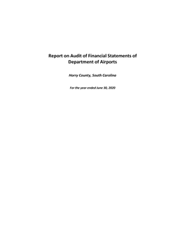 Report on Audit of Financial Statements of Department of Airports