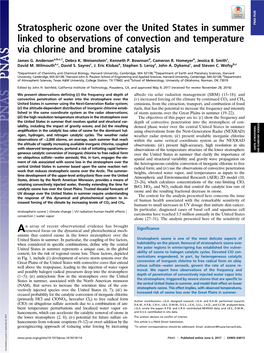 Stratospheric Ozone Over the United States in Summer Linked To