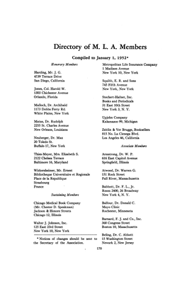 Directory of M. L. A. Members