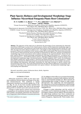 Plant Species Richness and Developmental Morphology Stage Influence Mycorrhizal Patagonia Plants Root Colonization1 D