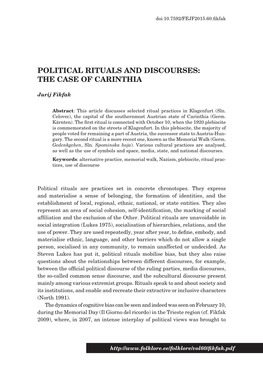 Political Rituals and Discourses: the Case of Carinthia