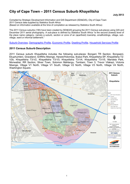 2011 Census Suburb Khayelitsha July 2013