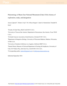 Paleontology of the Bears Ears National Monument