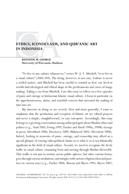 Caethics, Iconoclasm, and Qur'anic Art in Indonesia