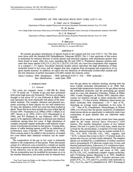 1. INTRODUCTION Into the Gas Phase by Radiative Heating, Starting with the Most Volatile Molecules (Ehrenfreund Et Al