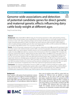 Genome-Wide Associations and Detection of Potential Candidate