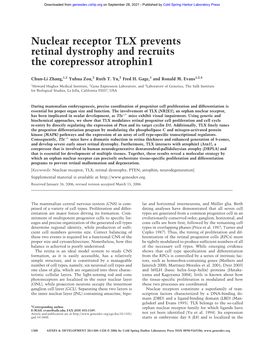 Nuclear Receptor TLX Prevents Retinal Dystrophy and Recruits the Corepressor Atrophin1