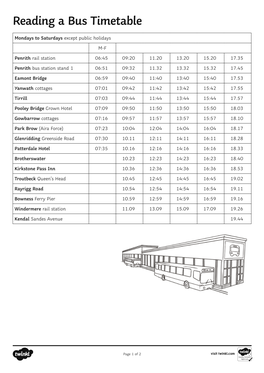 Reading a Bus Timetable