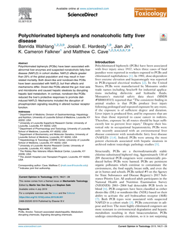 Polychlorinated Biphenyls and Nonalcoholic Fatty Liver Disease Banrida Wahlang1,2,3,9, Josiah E