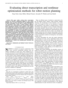 Evaluating Direct Transcription and Nonlinear Optimization Methods for Robot Motion Planning Diego Pardo, Lukas Moller,¨ Michael Neunert, Alexander W