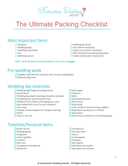 The Ultimate Destination Wedding Packing List!