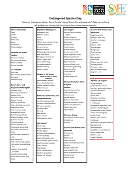 Endangered Species Day Celebrate Endangered Species Day at Omaha’S Henry Doorly Zoo and Aquarium®