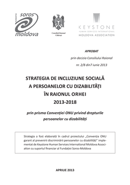 STRATEGIA DE INCLUZIUNE SOCIALĂ a PERSOANELOR CU DIZABILITĂŢI ÎN RAIONUL Orhei 2013-2018