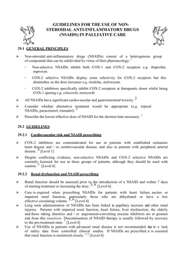 Steroidal Anti-Inflammatory Drugs (Nsaids) in Palliative Care