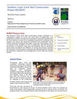 Southern Leyte Coral Reef Conservation Project (SLCRCP) Is a Contents Collaborative Project to Survey the Coral Reefs of Sogod Bay